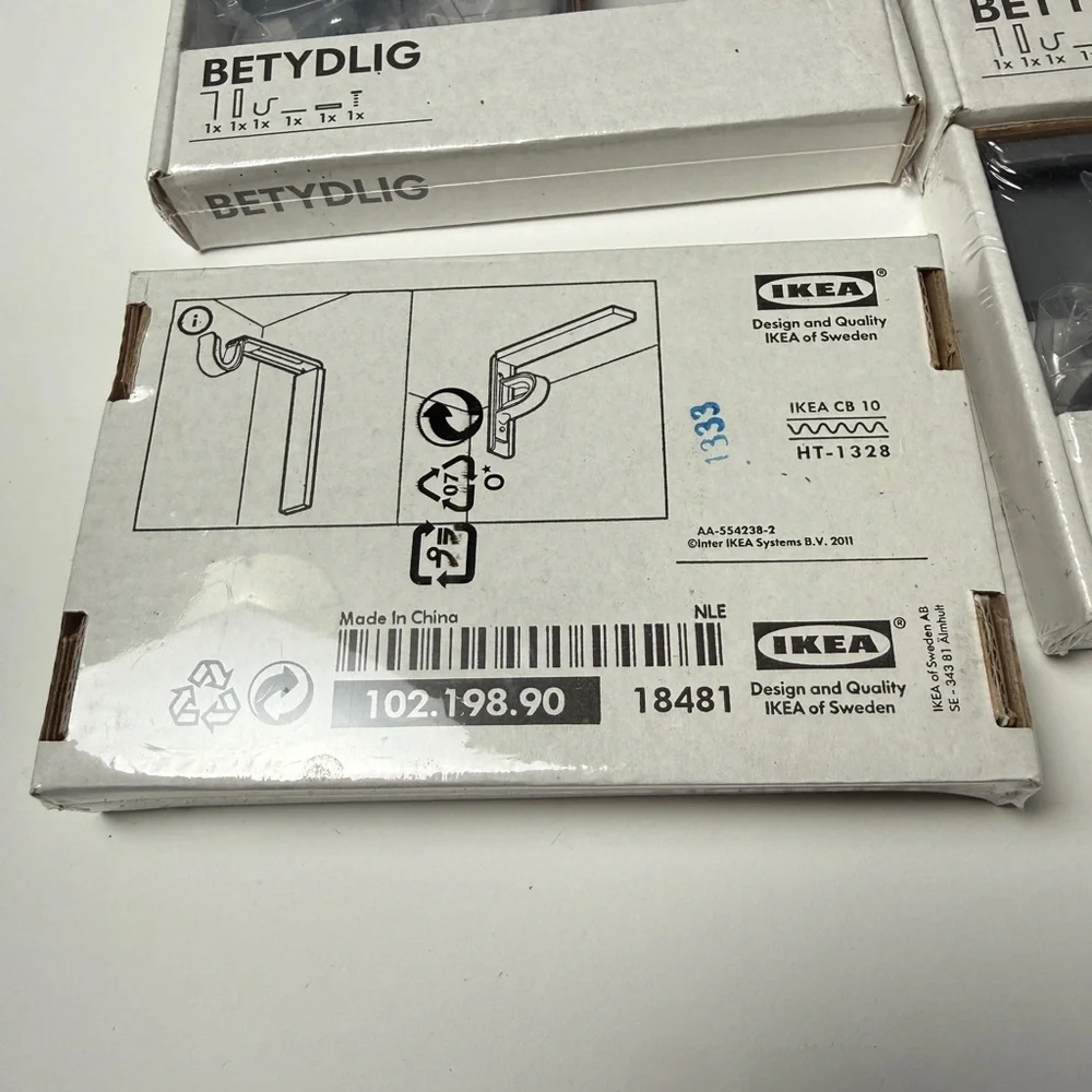 8 PACK IKEA BETYDLIG Curtain Rod Wall Mount Ceiling Hanging Bracket Grey Sweden